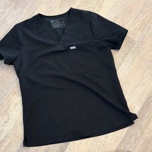 Figs Women's Black V-Neck Short Sleeve Tee